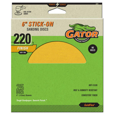 Gator Extra Fine 220-Grit Disc Sandpaper 6-in W x 6-in L 25-Pack