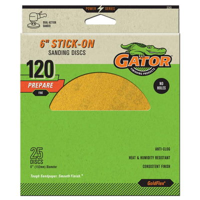 Gator Fine 120-Grit Disc Sandpaper 6-in W x 6-in L 25-Pack