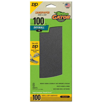 Gator Medium 100-Grit Sheet Sandpaper 4.5-in W x 10.5-in L 6-Pack