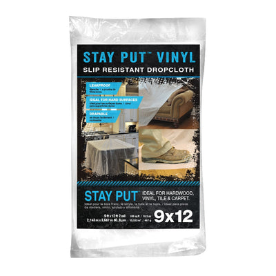 Trimaco Stay Put Drop Cloths 2 Mil Plastic 9-ft x 12-ft Drop Cloth