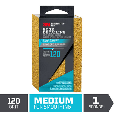 3M SandBlaster Pro Medium 120-Grit Sanding Sponge 2.5-in x 4.5-in