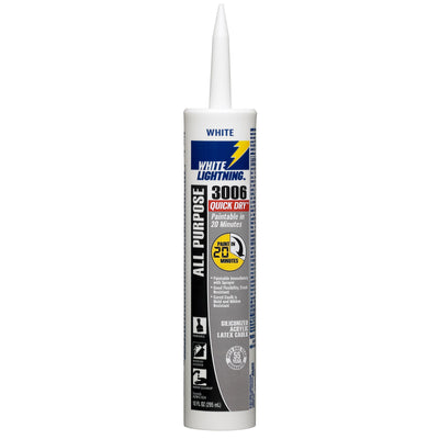 White Lightning 3006 Quick Dry 10.1-oz White Paintable Latex Caulk