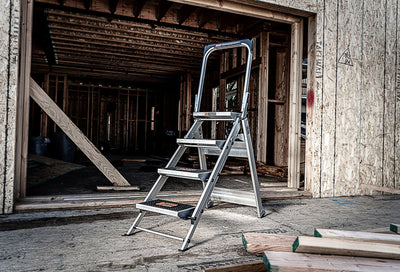 Little Giant Ladders Safety Step M4 4-Step 300-lb Capacity Silver Aluminum Foldable Step Stool