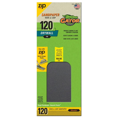 Gator Fine 120-Grit Sheet Sandpaper 4.5-in W x 10.5-in L 25-Pack