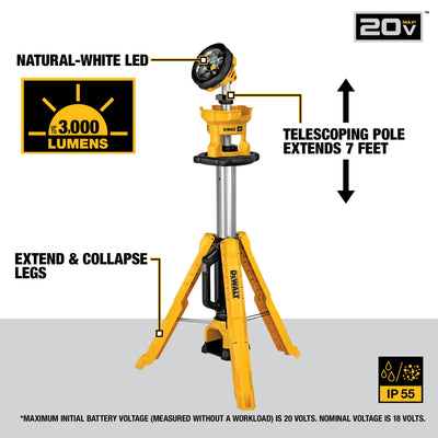 DEWALT 3000-Lumen LED Battery-operated Stand Work Light