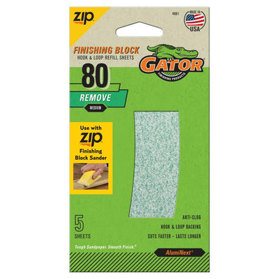 Gator Medium 80-Grit Sheet Sandpaper 3-in W x 5.25-in L 5-Pack