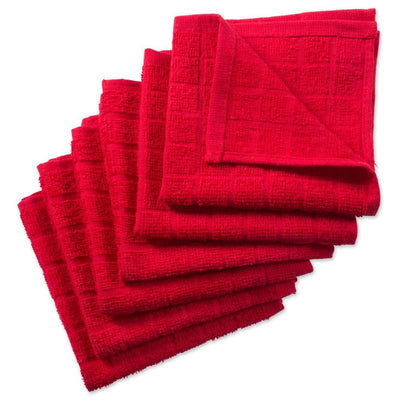 DII Red Cotton Cleaning Cloths, 12-in x 12-in, Pack of 6, Lightweight and Super Absorbent