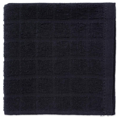 DII Black Cotton Dish Cloths - Set of 6, 12 x 12 Inches, Absorbent and Durable Kitchen Cleaning Cloths