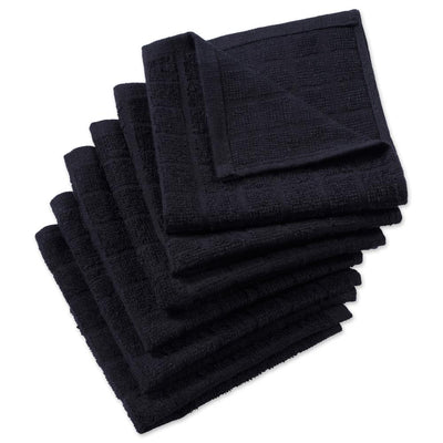 DII Black Cotton Dish Cloths - Set of 6, 12 x 12 Inches, Absorbent and Durable Kitchen Cleaning Cloths