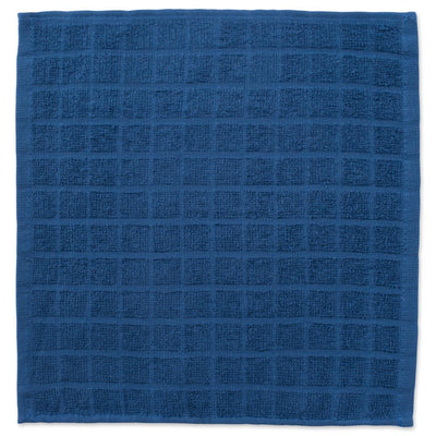 DII Blue Cotton Dish Cloths - Set of 6, 12 x 12 Inches - Absorbent, Durable, and Easy to Clean