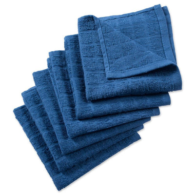 DII Blue Cotton Dish Cloths - Set of 6, 12 x 12 Inches - Absorbent, Durable, and Easy to Clean