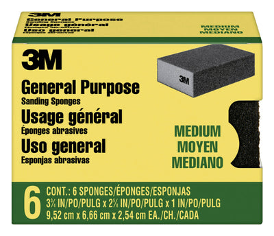 3M All Purpose Medium 80-Grit Sanding Sponge 2.62-in x 3.75-in (6-Pack)