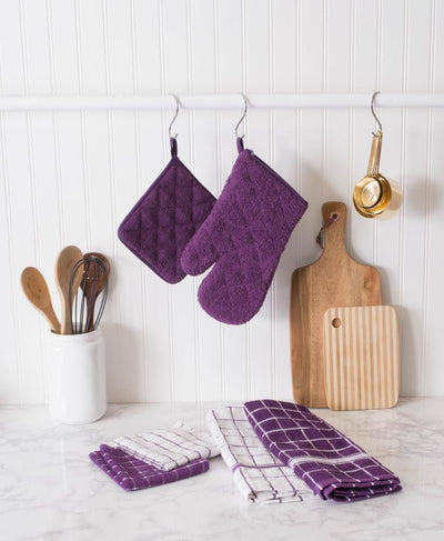 DII Purple Cotton Dish Cloths - Set of 6, 12 x 12 Inches, Absorbent and Durable Kitchen Cleaning Cloths