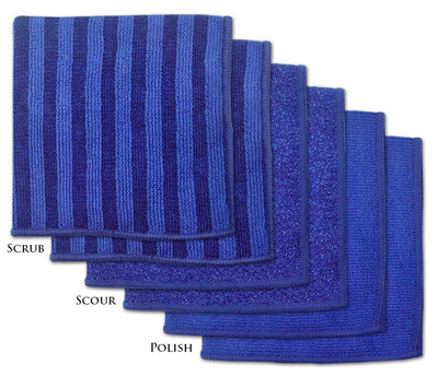 DII Blue Polyester Cleaning Cloths, 12 x 12-in, Set of 6 - Durable, Absorbent, and Versatile for Kitchen Tasks