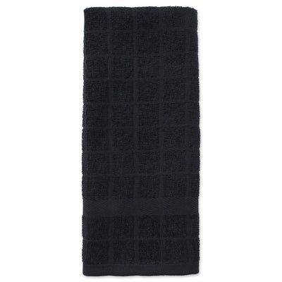 DII Black Cotton Dish Towels, 16 x 26-in, Set of 4, Lightweight and Absorbent for Kitchen Drying and Cleaning