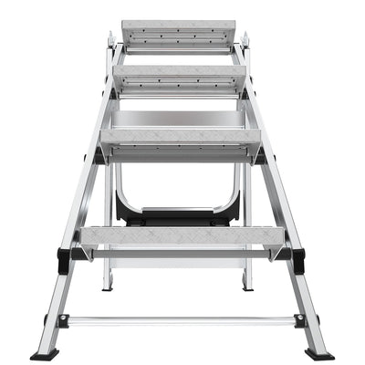 Little Giant Ladders Safety Step M4 4-Step 300-lb Capacity Silver Aluminum Foldable Step Stool