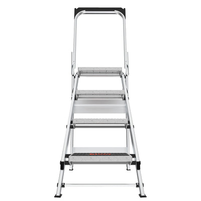 Little Giant Ladders Safety Step M4 4-Step 300-lb Capacity Silver Aluminum Foldable Step Stool