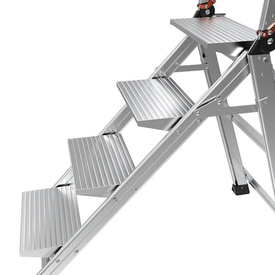 Little Giant Ladders Jumbo Step M4 4-Step 375-lb Capacity Silver Aluminum Foldable Step Stool