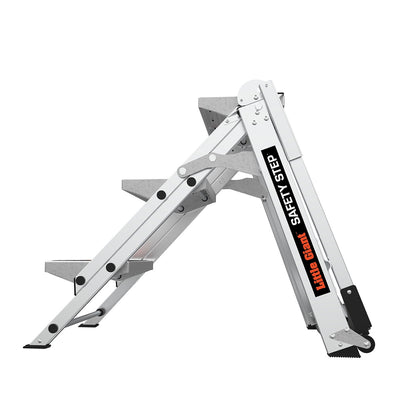 Little Giant Ladders Safety Step M3 3-Step 300-lb Capacity Silver Aluminum Foldable Step Stool