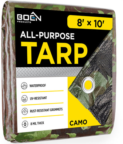 BOEN 8-ft x 10-ft Green Waterproof Commercial Polyethylene 8-mil Tarp