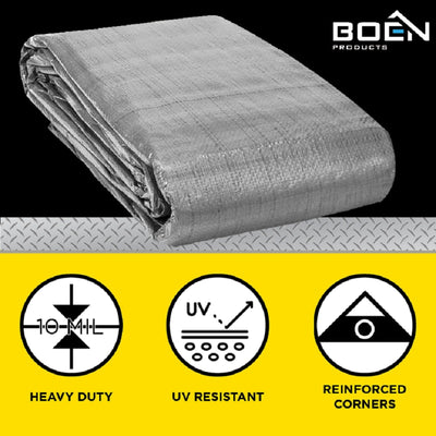 BOEN 20-ft x 40-ft Silver Waterproof Commercial Polyethylene 10-mil Tarp