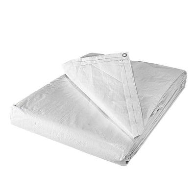 BOEN 10-ft x 12-ft White Waterproof Commercial Polyethylene 10-mil Tarp