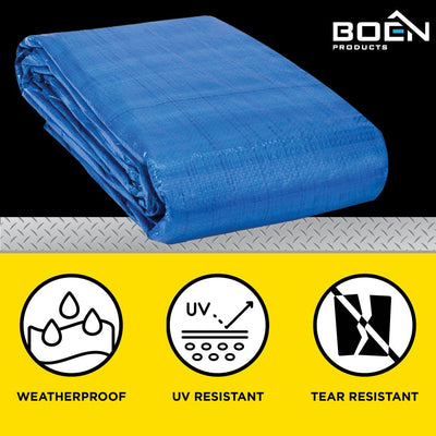 BOEN 20-ft x 12-ft Blue Waterproof Commercial Polyethylene 5-mil Tarp