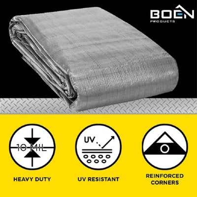 BOEN 16-ft x 12-ft Silver Waterproof Commercial Polyethylene 10-mil Tarp