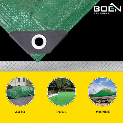 BOEN 50-ft x 100-ft Green Waterproof Commercial Polyethylene 9-mil Tarp