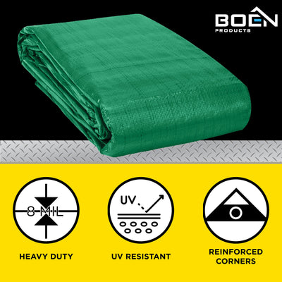 BOEN 20-ft x 20-ft Green Waterproof Commercial Polyethylene 9-mil Tarp