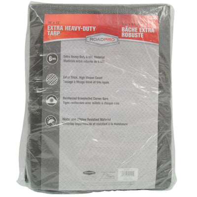 RoadPro 10-ft x 12-ft Gray Water Resistant Commercial Plastic 6-mil Tarp