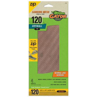 Gator Fine 120-Grit Screen Sandpaper 4.5-in W x 10.5-in L 4-Pack