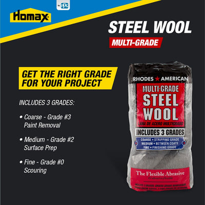 Homax 3.25-in x 4-in Multi-grade Steel Wool