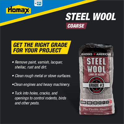 Homax 3.25-in x 4-in Coarse Steel Wool