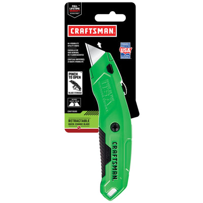 CRAFTSMAN HI-VIS Quick Change 3/4-in 3-Blade Retractable Utility Knife with On Tool Blade Storage