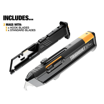 TOUGHBUILT Reload Utility Knife with 2 Mags 3/4-in 10-Blade Retractable Utility Knife with On Tool Blade Storage