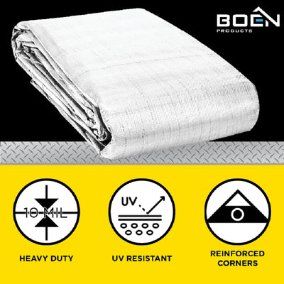 BOEN 16-ft x 20-ft White Waterproof Standard Polyethylene 10-mil Tarp