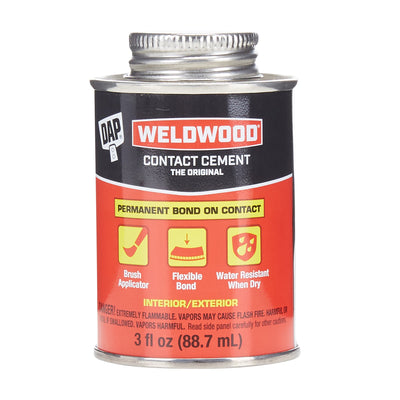 DAP Weldwood 3-fl oz Liquid Contact Cement Waterproof, Quick Dry, Multipurpose Adhesive