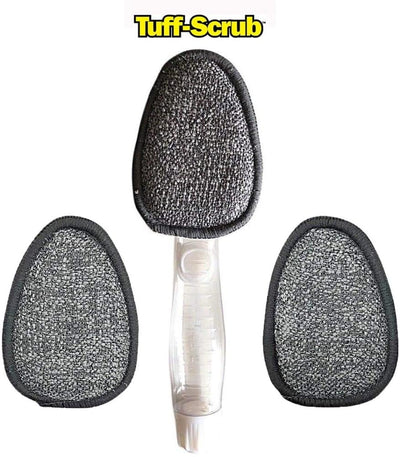 Tuff-Scrub Microfiber Tuff-Scrub Cleaning Kit - Made in USA - 4 Scrubbing Pads, Dish Wand, 2 Replacement Heads - Gray - Tough on Grime - Durable