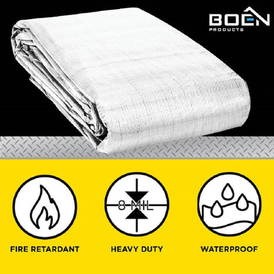 BOEN 20-ft x 30-ft White Waterproof Commercial Polyethylene 8-mil Tarp