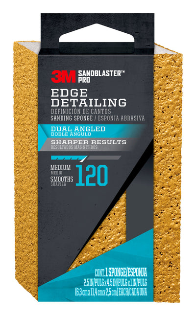 3M SandBlaster Pro Medium 120-Grit Sanding Sponge 2.5-in x 4.5-in