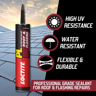 LOCTITE PL Roof and Flashing 10-oz Black Paintable Polyurethane Caulk