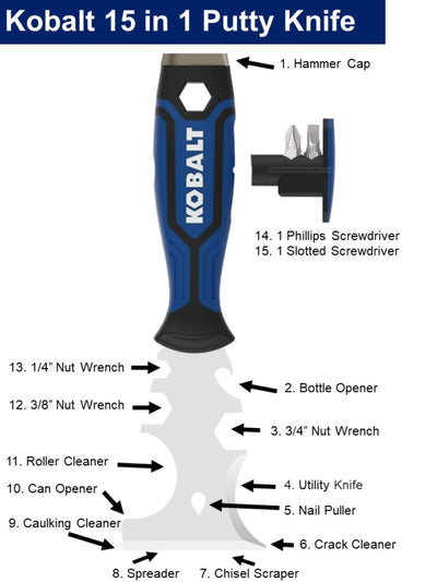 Kobalt 15-IN-1 2.94-in Carbon Steel Paint Multi-Tool