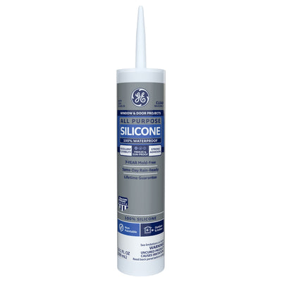 GE Silicone 1 All Purpose, Windows, Doors, Exteriors 10.1-oz Clear Silicone Caulk