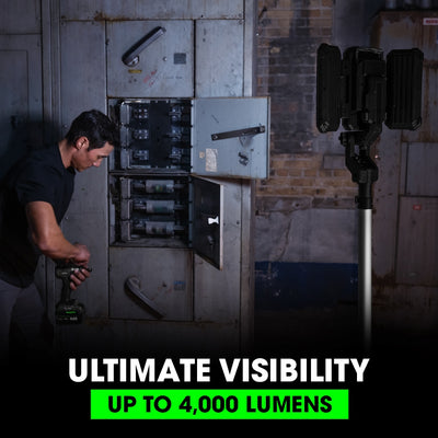 FLEX 4000-Lumen LED Battery-operated and Plug-in Rechargeable Stand Work Light