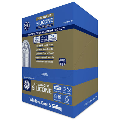 GE Advanced Silicone 2 Windows, Doors, Exteriors 2.8-oz Clear Silicone Caulk