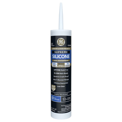 GE Supreme Silicone Windows, Doors, Exteriors 10.1-oz Clear Silicone Caulk