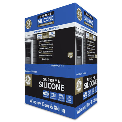 GE Supreme Silicone Windows, Doors, Exteriors 10.1-oz Clear Silicone Caulk