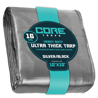 Core Tarps 10-ft x 10-ft Silver Waterproof Commercial Polyethylene 16-mil Tarp