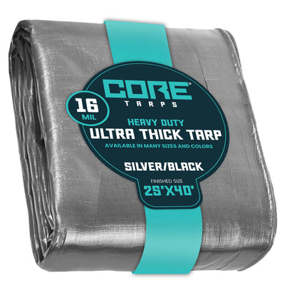 Core Tarps 25-ft x 40-ft Silver Waterproof Commercial Polyethylene 16-mil Tarp